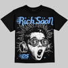 Jordan 5 Black University Blue DopeSkill Oversize Print T-Shirt Rich Soon Graphic Streetwear - Black