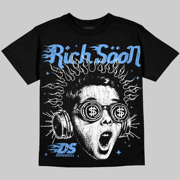 Jordan 5 Black University Blue DopeSkill Oversize Print T-Shirt Rich Soon Graphic Streetwear - Black