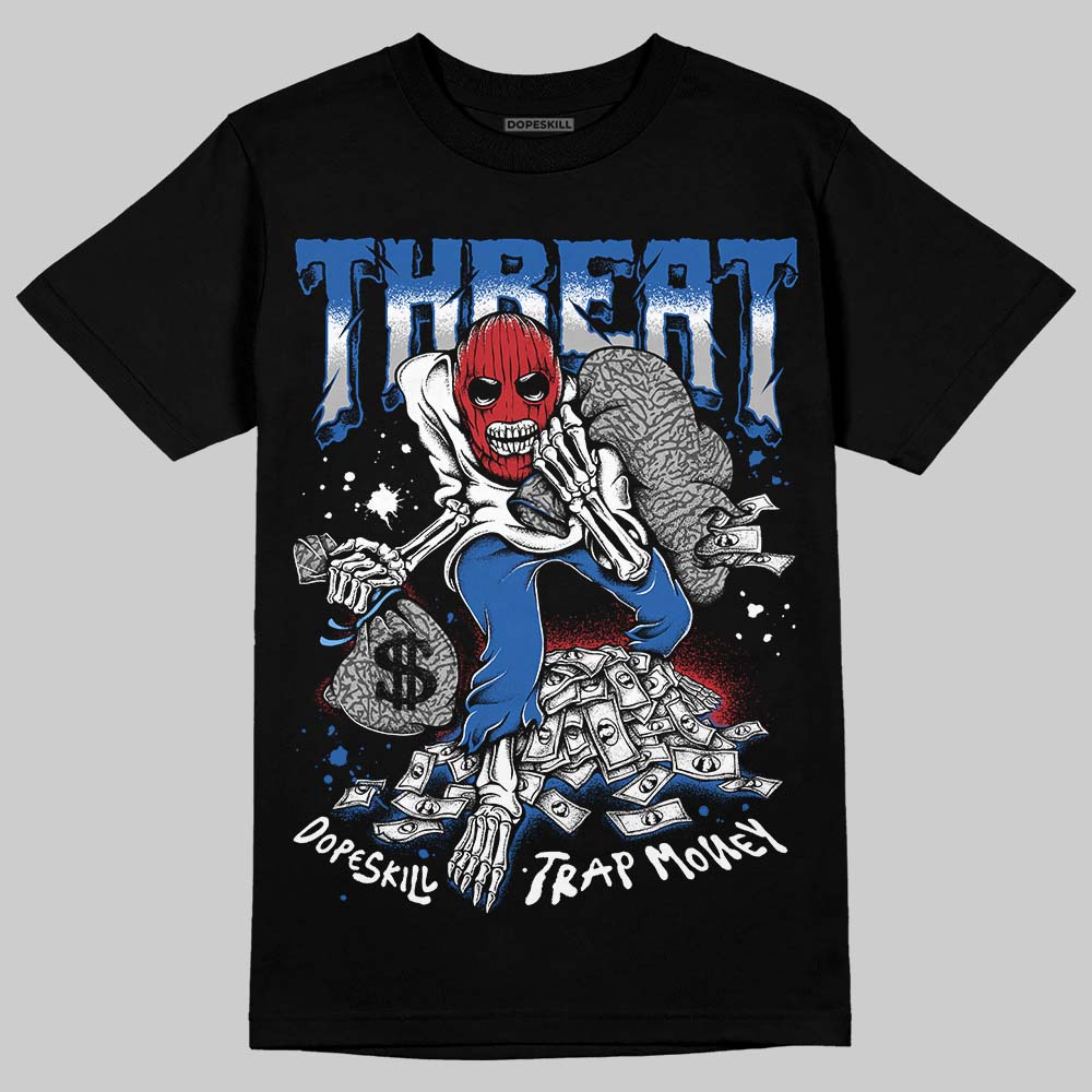 Jordan 3 "True Blue" DopeSkill T-Shirt Threat Graphic Streetwear - Black