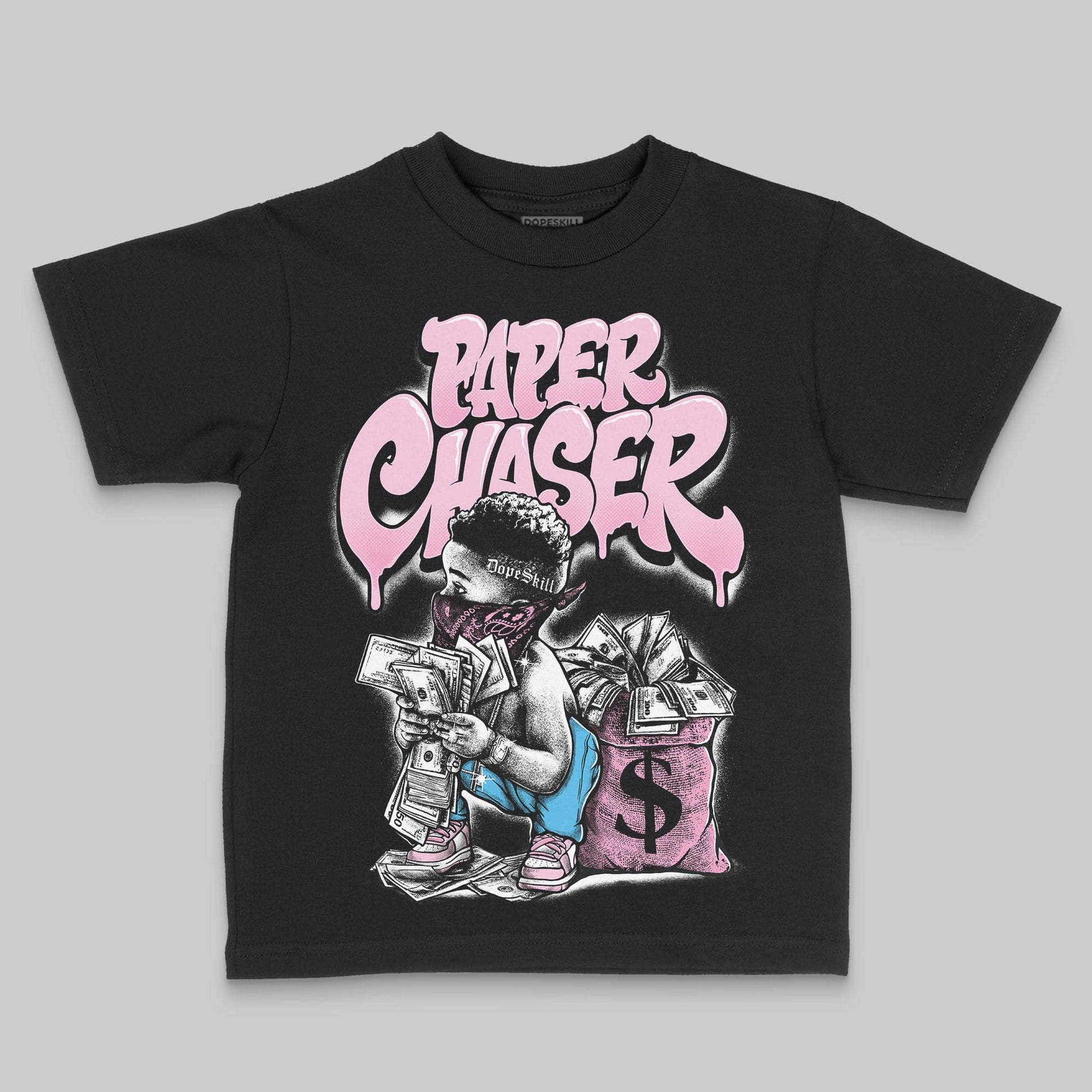 Jordan 12 GS “Pearl Pink” DopeSkill Toddler Kids T-shirt Paper Chaser Boy Graphic Streetwear - Black