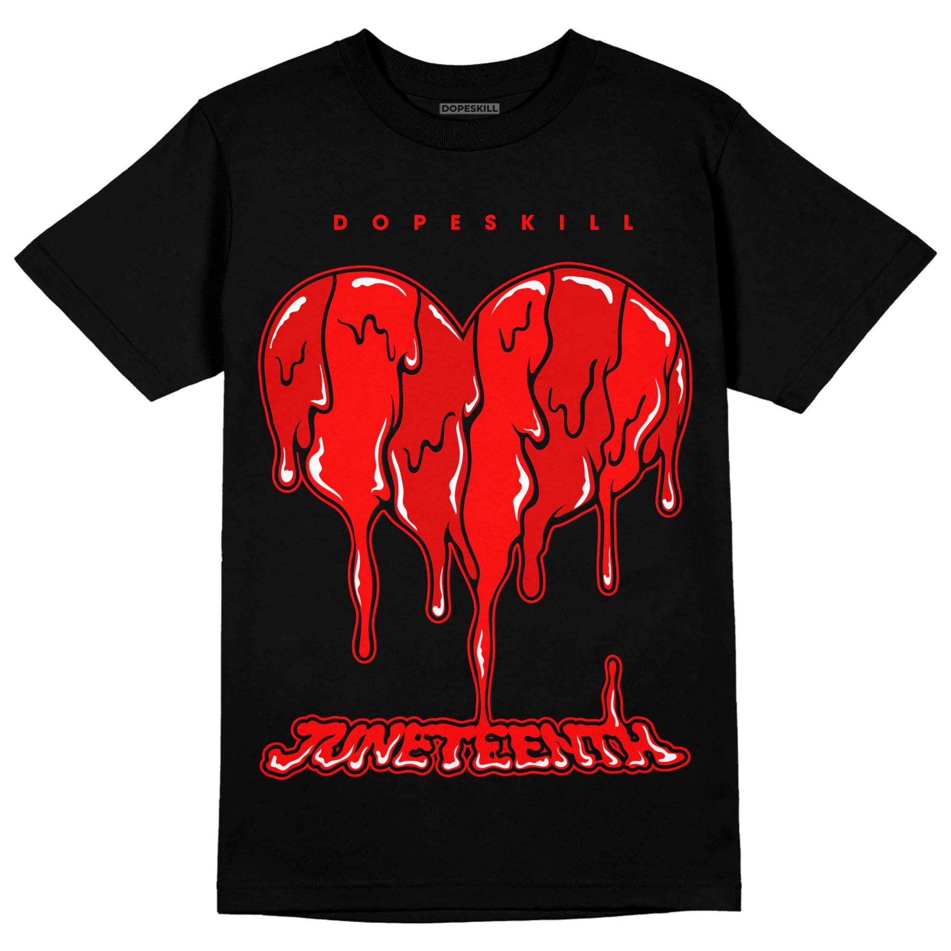 Jordan 1 Retro High OG "Satin Bred" DopeSkill T-Shirt Juneteenth Heart Graphic Streetwear - Black