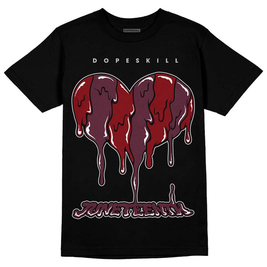 Jordan 5 Retro Burgundy (2023) DopeSkill T-Shirt Juneteenth Heart Graphic Streetwear - Black