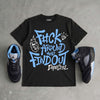 Black University Blue 5s DopeSkill T-Shirt F#ck Around And Find Out Graphic