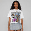 White Metallic 5s DopeSkill Oversize Print T-Shirt Pour Up Graphic