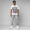 White Metallic 5s DopeSkill Oversize Print T-Shirt Pour Up Graphic