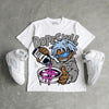 White Metallic 5s DopeSkill Oversize Print T-Shirt Pour Up Graphic