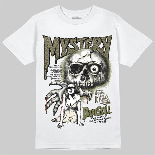 Jordan 3 “Medium Olive” aka “Family Affair” DopeSkill T-Shirt Mystery Ghostly Grasp Graphic Streetwear - White