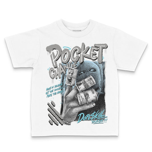 Jordan 4 Retro GS “Blue Chill” DopeSkill Toddler Kids T-shirt Pocket Change Graphic Streetwear - White