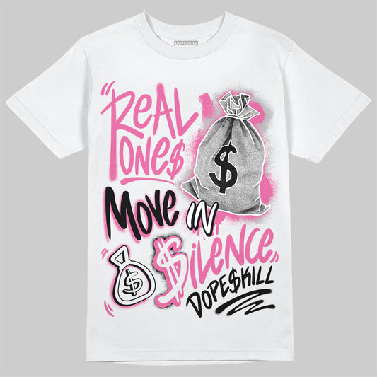 Asics Gel-Kayano 14 ‘Cream Sweet Pink’ DopeSkill T-Shirt Real Ones Move In Silence Graphic Streetwear - WHite