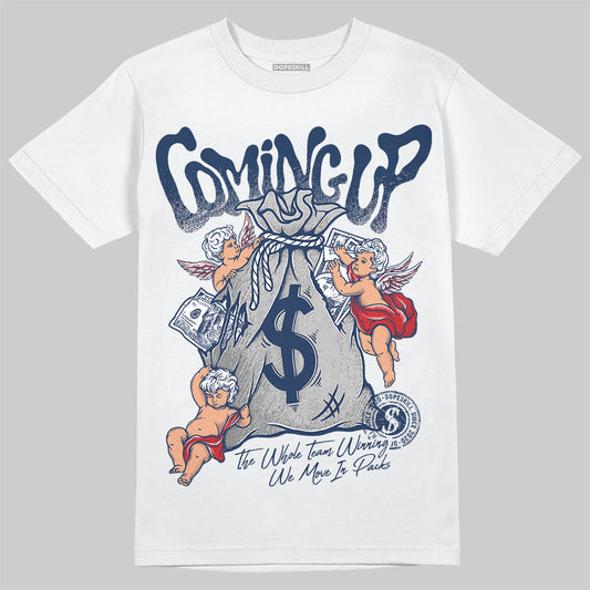 Jordan 4 SB “Summit White/Navy” DopeSkill T-Shirt Money Bag Coming Up Graphic Streetwear - White