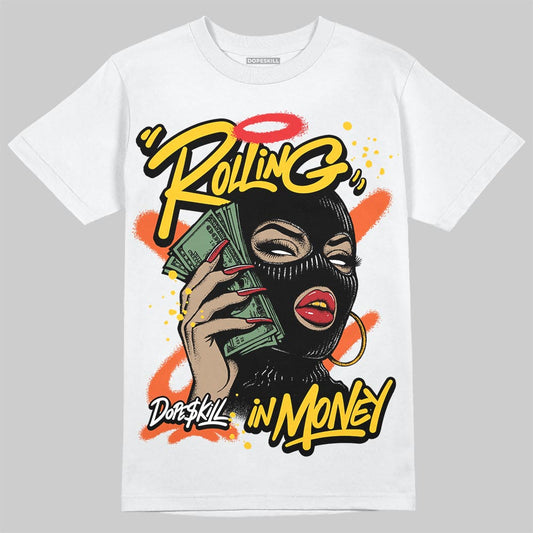 Yellow Sneakers DopeSkill T-Shirt Rolling in Money Graphic Streetwear - White