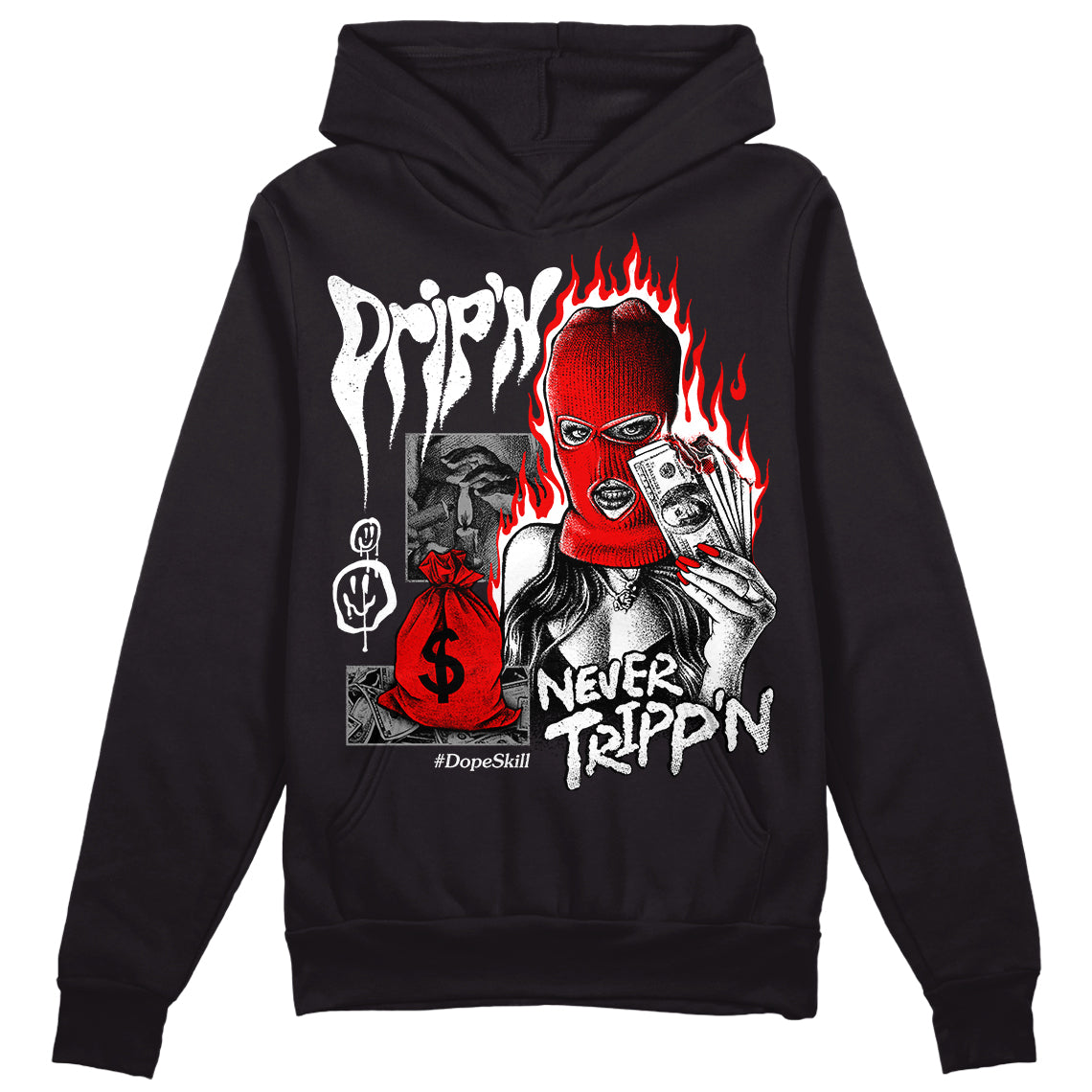 Dunk Low Panda White Black DopeSkill Hoodie Sweatshirt Drip'n Never Tripp'n Graphic Streetwear - Black