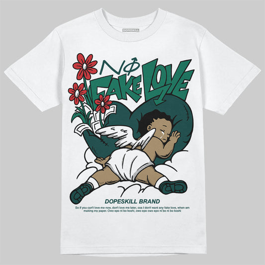 Jordan 4 Retro Oxidized Green DopeSkill T-Shirt No Fake Love Graphic Streetwear - White 