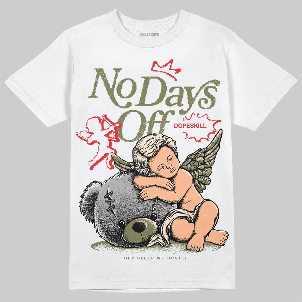 Travis Scott x Jordan 1 Medium Olive DopeSkill T-Shirt New No Days Off Graphic Streetwear - WHite 