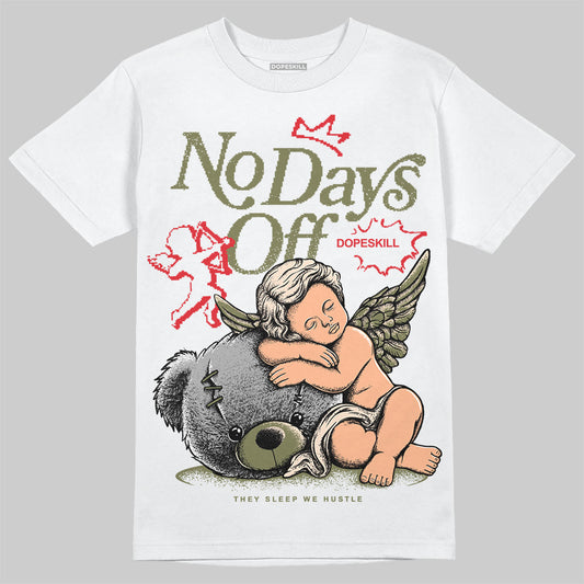 Travis Scott x Jordan 1 Medium Olive DopeSkill T-Shirt New No Days Off Graphic Streetwear - WHite 