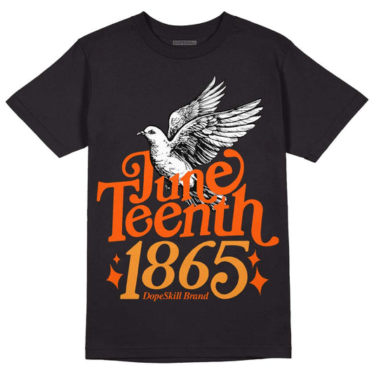 Jordan 12 Retro Brilliant Orange DopeSkill T-Shirt Juneteenth 1865 Graphic Streetwear - Black