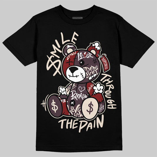 Adidas Samba OG Maroon Gold Metallic DopeSkill T-Shirt Smile Through The Pain Graphic Streetwear - Black