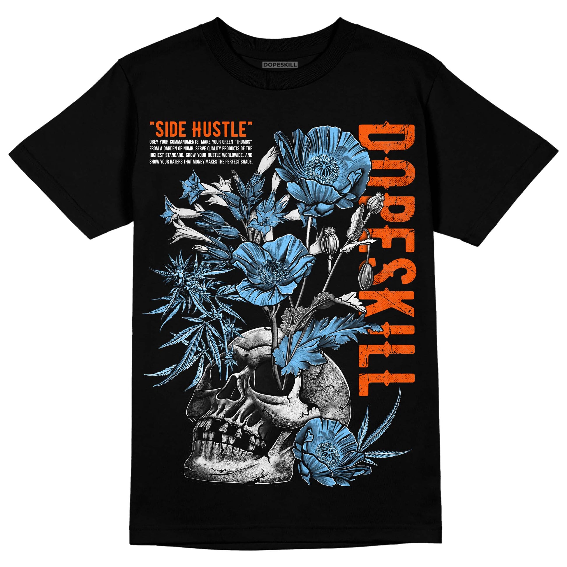 Dunk Low Futura University Blue DopeSkill T-Shirt Side Hustle Graphic Streetwear - Black