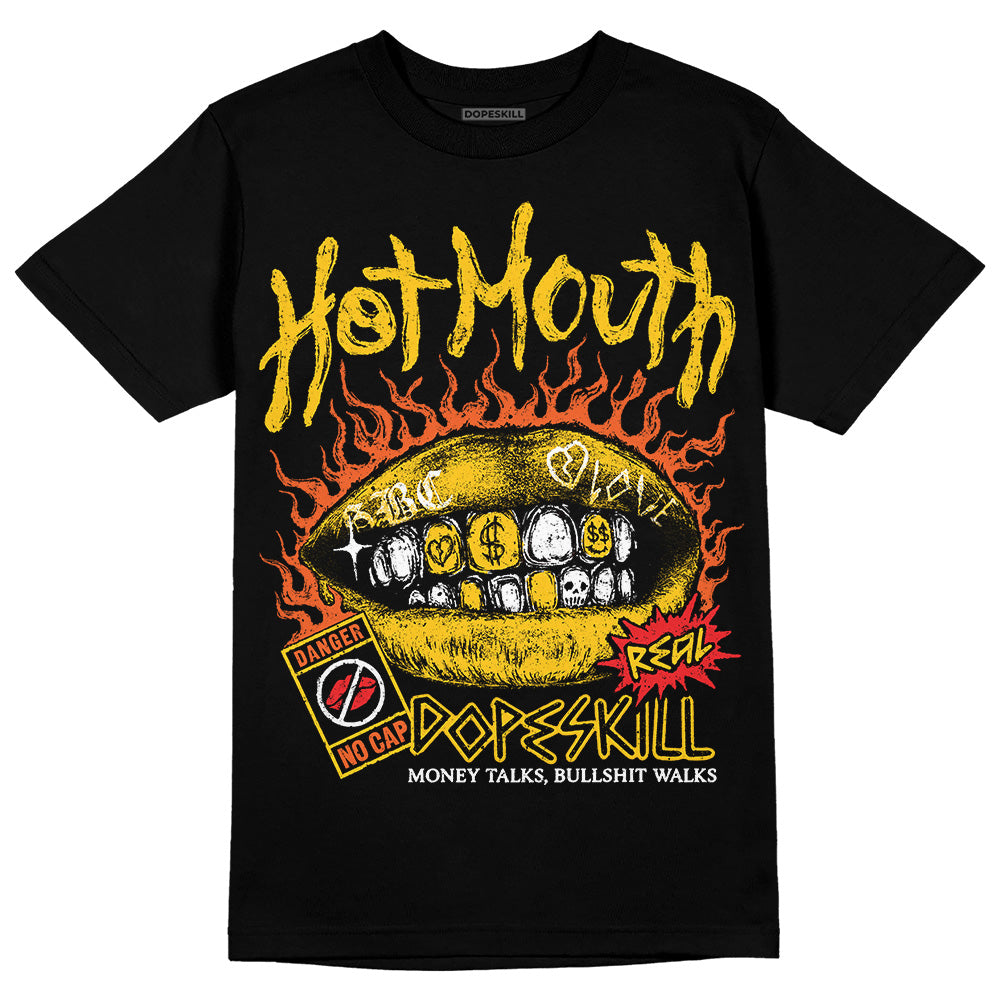 Yellow Sneakers DopeSkill T-Shirt Hot Mouth Graphic Streetwear - Black