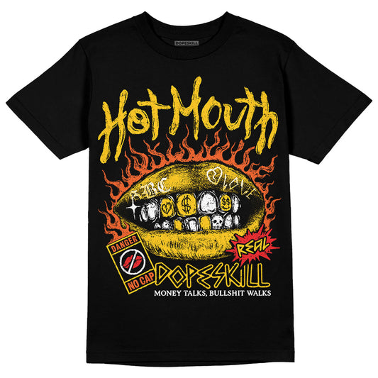 Yellow Sneakers DopeSkill T-Shirt Hot Mouth Graphic Streetwear - Black