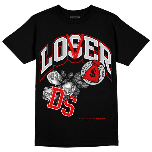Jordan 4 Retro Red Cement DopeSkill T-Shirt Loser Lover Graphic Streetwear - Black