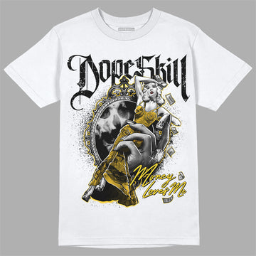 Jordan 4 Retro “Vivid Sulfur” DopeSkill T-Shirt Money Loves Me Graphic Streetwear - White 