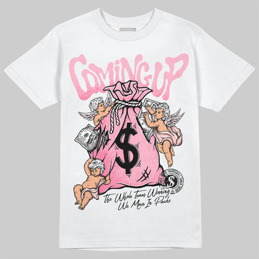 AMIRI White & Pink Stars Court Sneakers DopeSkill T-Shirt Money Bag Coming Up Graphic Streetwear - White