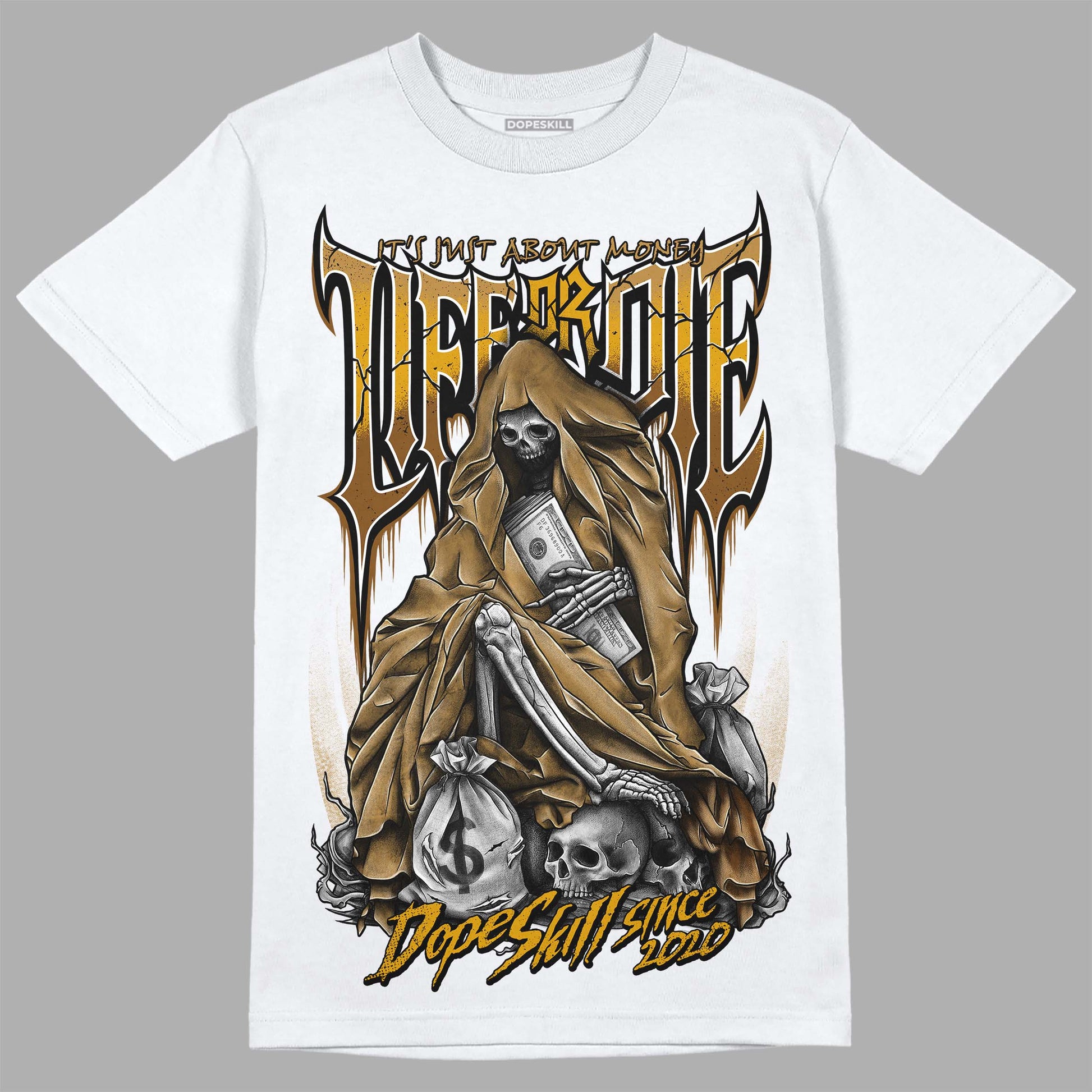 Jordan 13 Wheat 2023 DopeSkill T-Shirt Life or Die Graphic Streetwear - White 