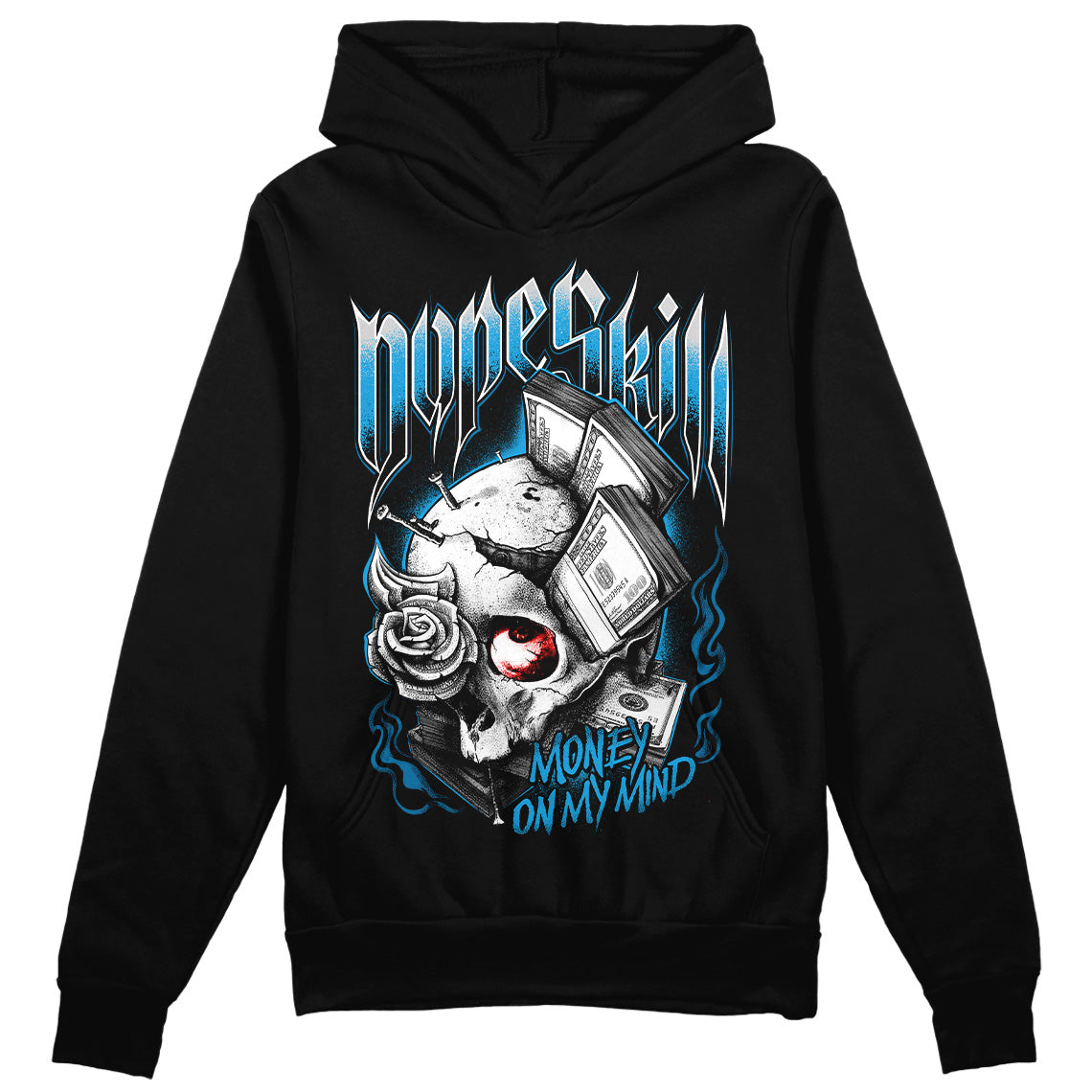 Jordan 4 Retro Military Blue DopeSkill Hoodie Sweatshirt Money On My Mind Graphic Streetwear - Black