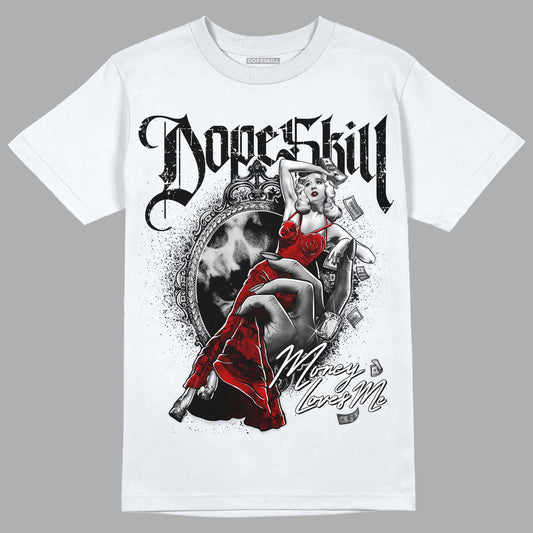 Jordan 2 Retro "Black Cement" DopeSkill T-Shirt Money Loves Me Graphic Streetwear - White