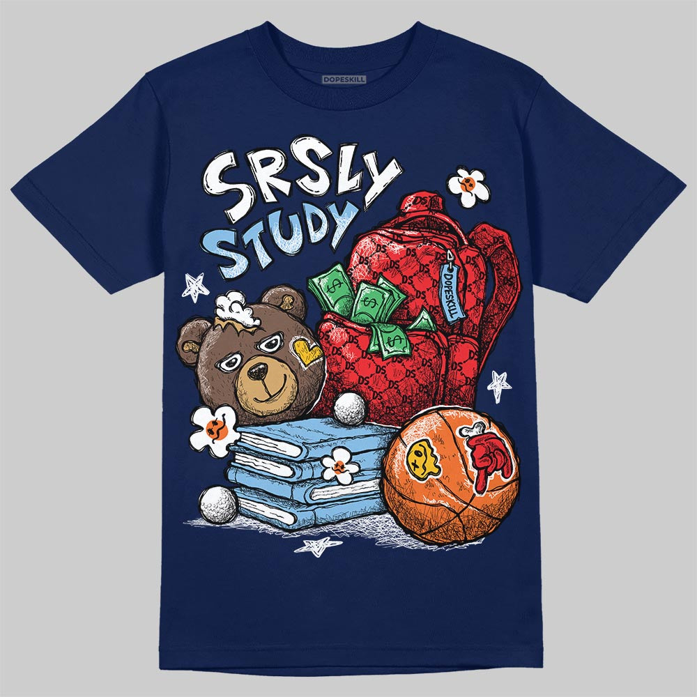 University Blue Sneakers DopeSkill T-Shirt SRSLY Study Graphic Streetwear - Navy