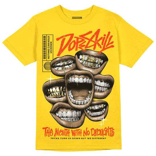 Jordan 4 Retro “Vivid Sulfur” DopeSkill Yellow T-Shirt The Mouth With No Droughts Graphic Streetwear