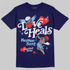 University Blue Sneakers DopeSkill T-Shirt New Love Heals Graphic Streetwear - Navy