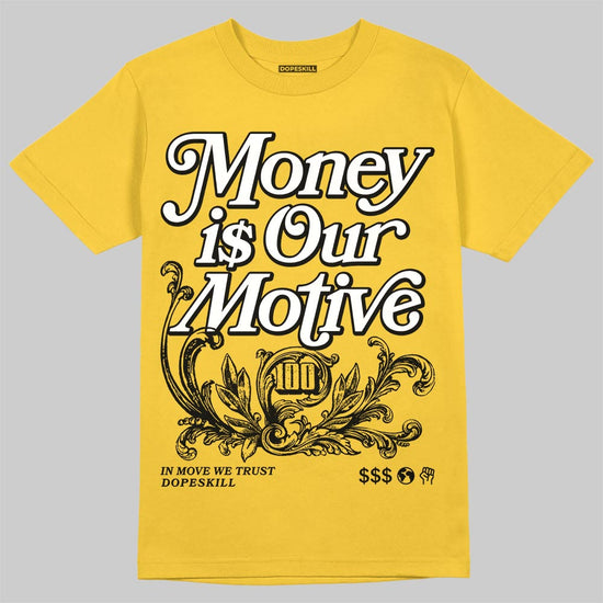 Jordan 5 'Tokyo' DopeSkill T-Shirt Money Is Our Motive Typo Graphic Streetwear - Gold