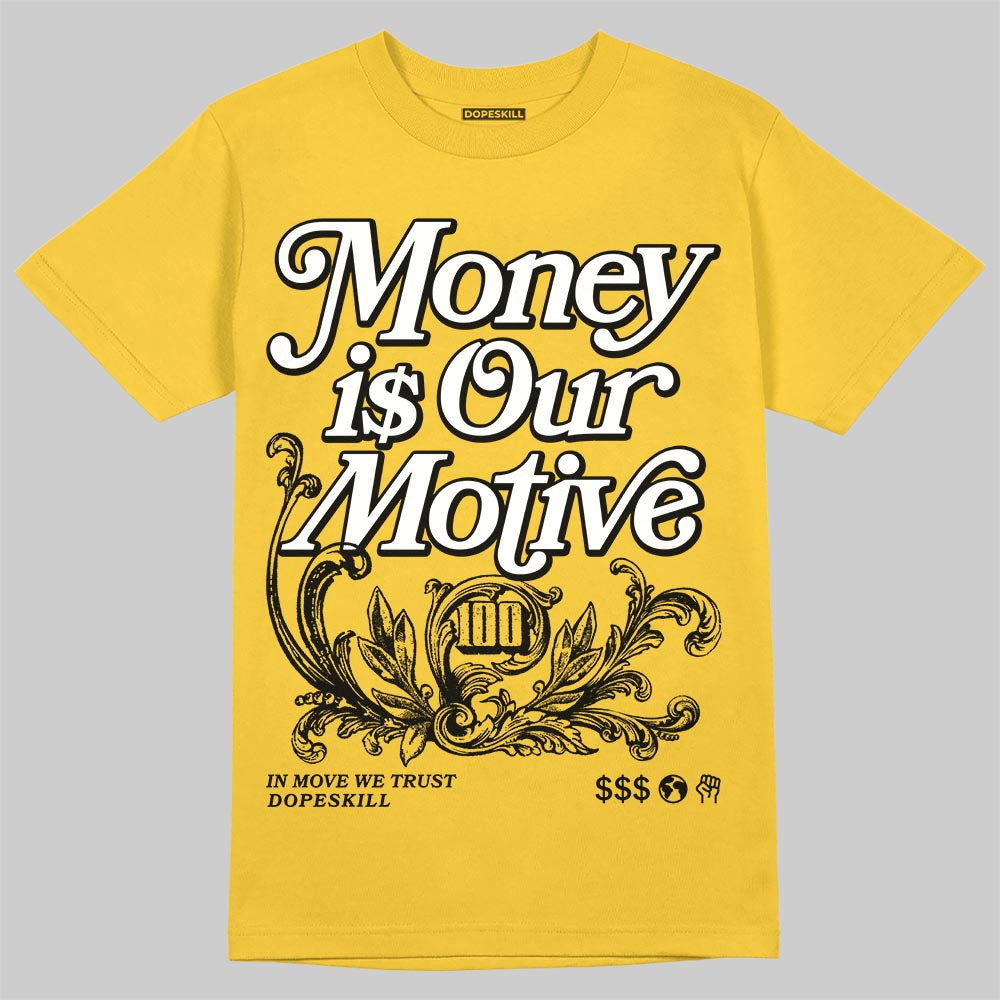 Jordan 5 'Tokyo' DopeSkill T-Shirt Money Is Our Motive Typo Graphic Streetwear - Gold