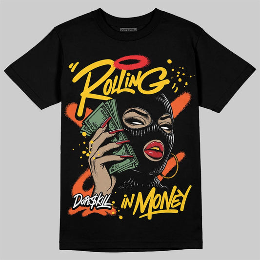Yellow Sneakers DopeSkill T-Shirt Rolling in Money Graphic Streetwear - Black