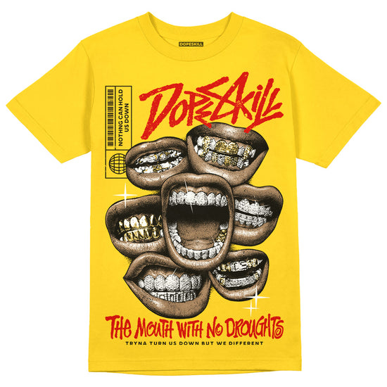 Yellow Sneakers DopeSkill Gold T-Shirt The Mouth With No Droughts Graphic Streetwear