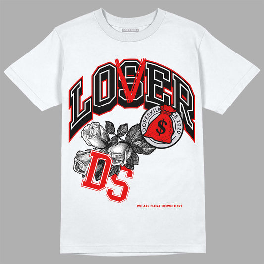 Jordan 4 Retro Red Cement DopeSkill T-Shirt Loser Lover Graphic Streetwear - White