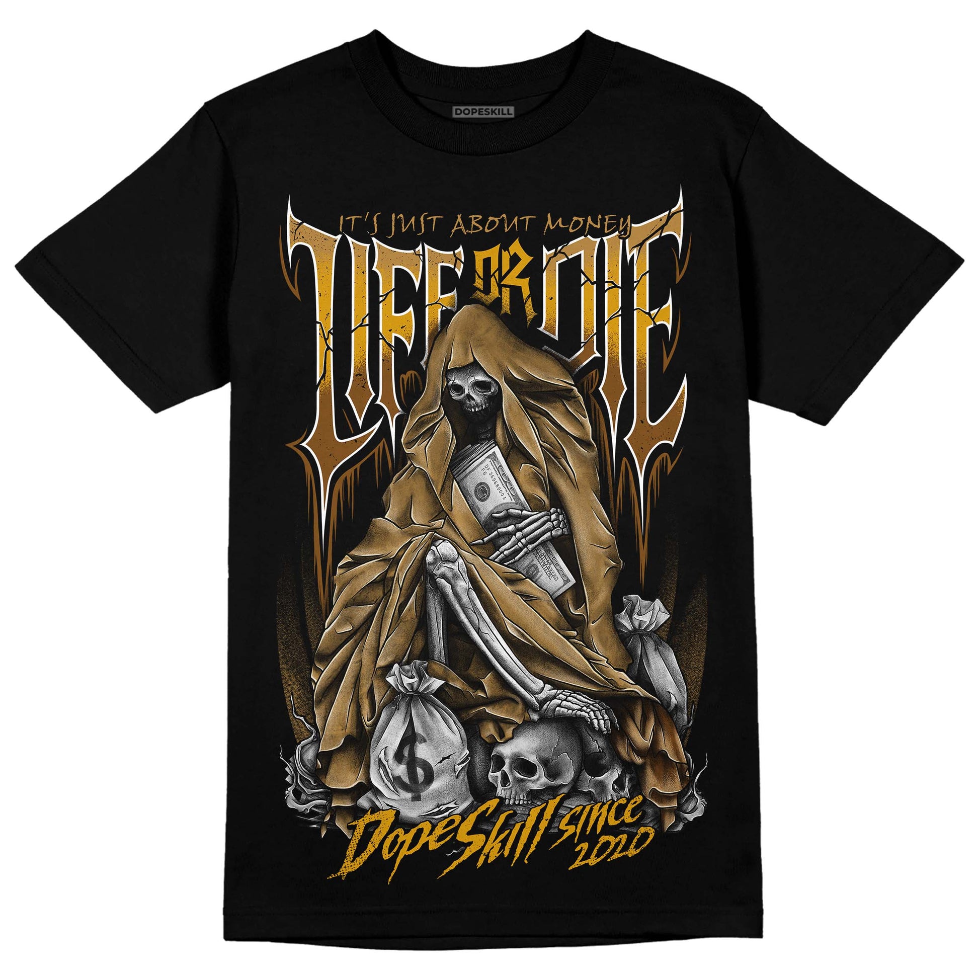 Jordan 13 Wheat 2023 DopeSkill T-Shirt Life or Die Graphic Streetwear - Black