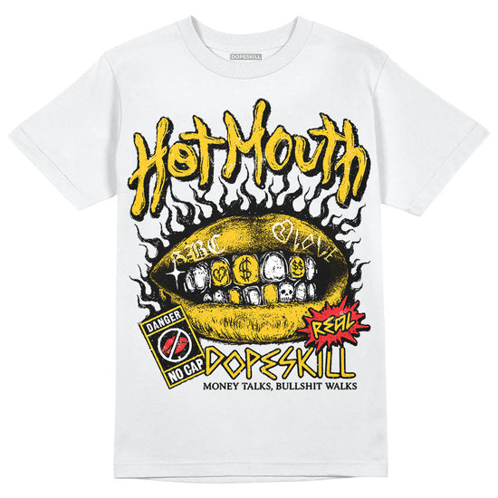 Yellow Sneakers DopeSkill T-Shirt Hot Mouth Graphic Streetwear - WHite