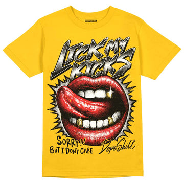Yellow Sneakers DopeSkill Gold T-Shirt Lick My Kicks Graphic Streetwear