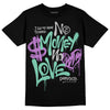 Jordan 3 "Green Glow" DopeSkill T-Shirt No Money No Love Typo Graphic Streetwear - Black