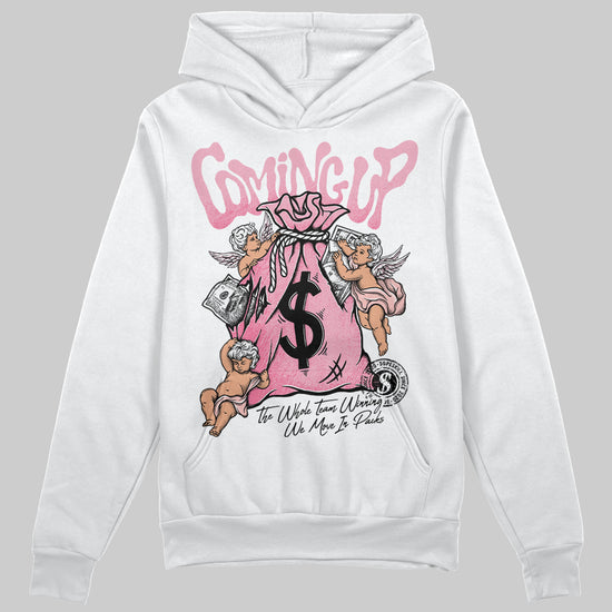 AMIRI White & Pink Stars Court Sneakers DopeSkill Hoodie Sweatshirt Money Bag Coming Up Graphic Streetwear - White