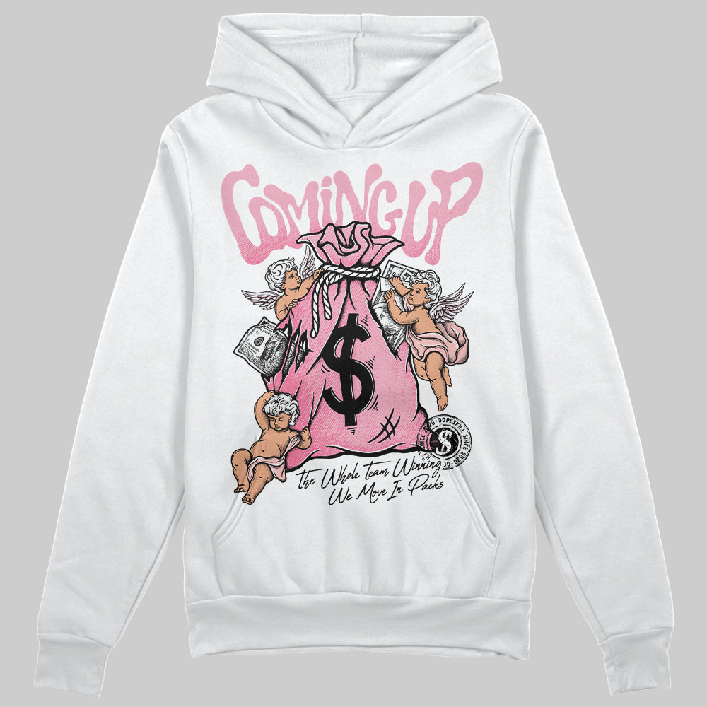 AMIRI White & Pink Stars Court Sneakers DopeSkill Hoodie Sweatshirt Money Bag Coming Up Graphic Streetwear - White