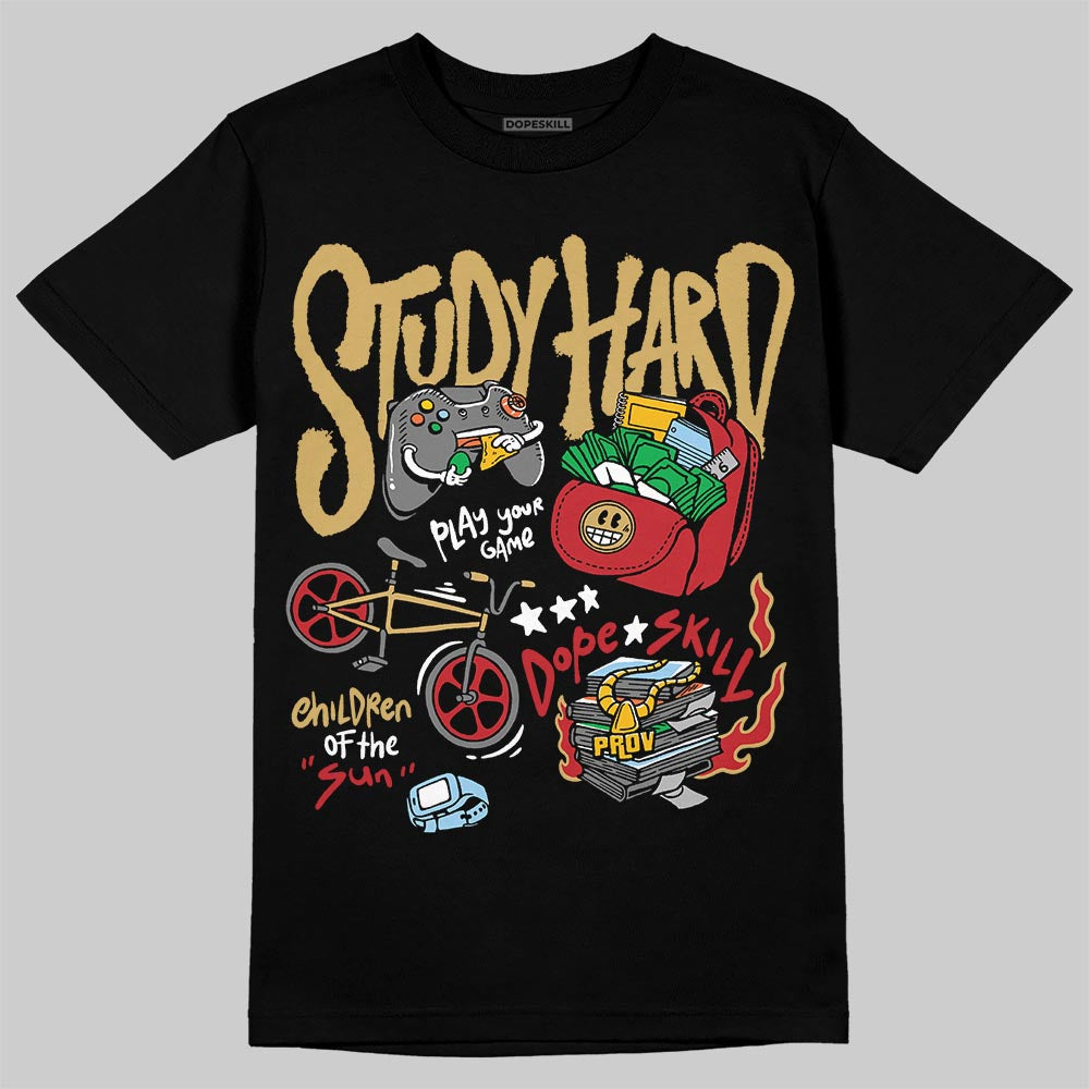 Jordan 4 Retro “Pizza” DopeSkill T-Shirt Study Hard Graphic Streetwear - black