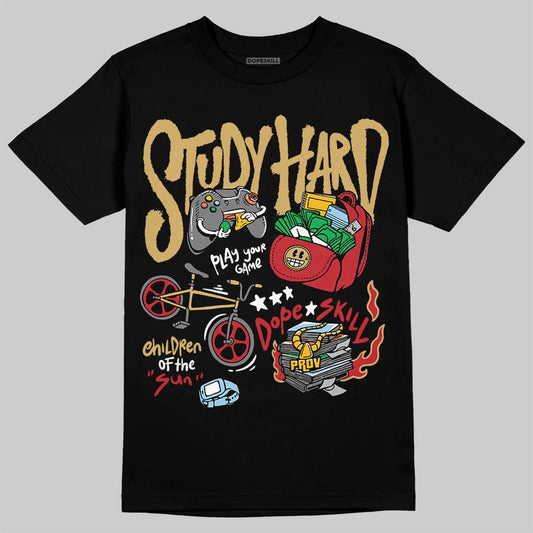 Jordan 4 Retro “Pizza” DopeSkill T-Shirt Study Hard Graphic Streetwear - black