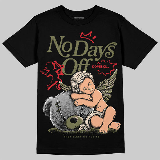 Travis Scott x Jordan 1 Medium Olive DopeSkill T-Shirt New No Days Off Graphic Streetwear - Black