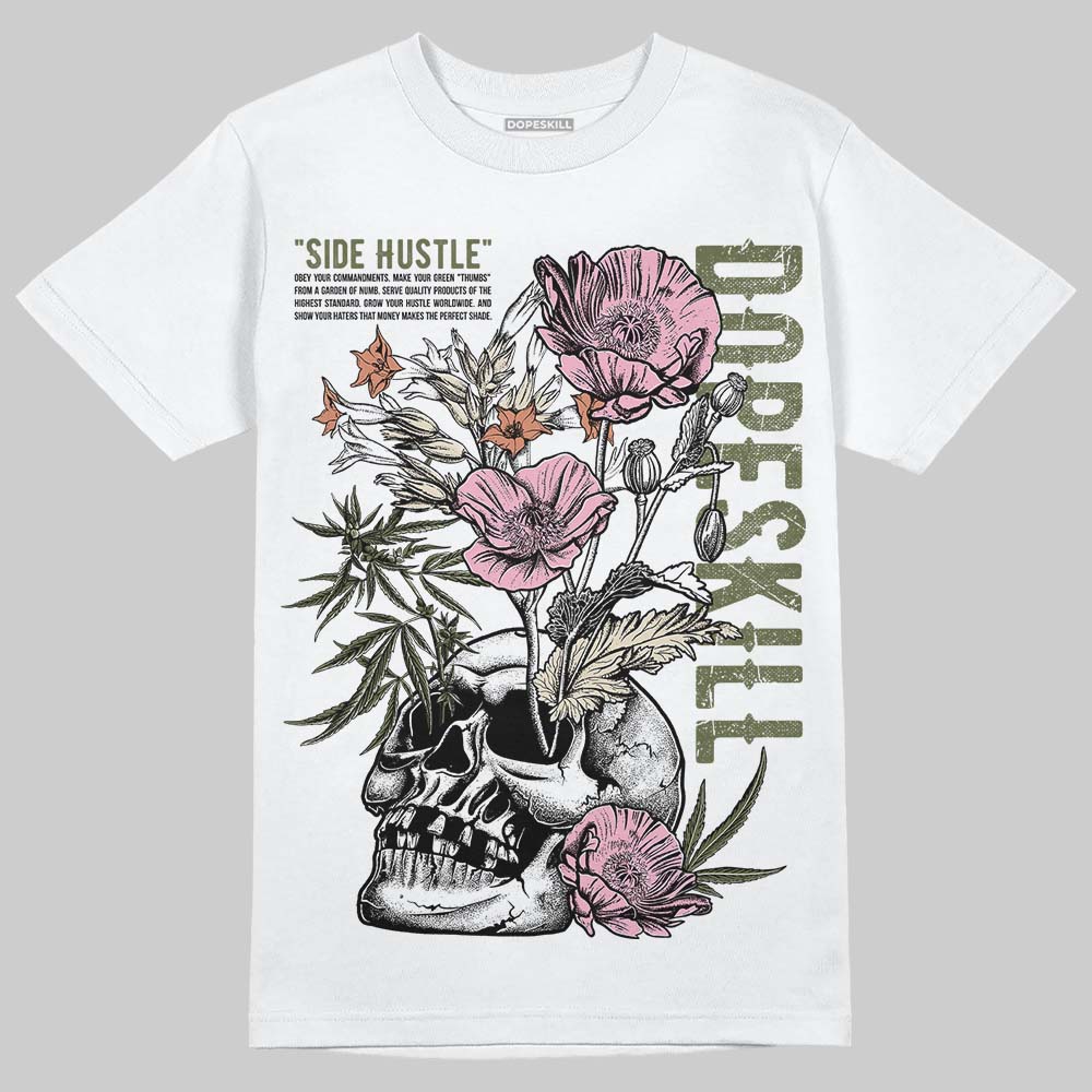 SB Dunk Low Pro x Arts-Rec Skateshop Rust Pink and Rough Green DopeSkill T-Shirt Side Hustle Graphic Streetwear - White