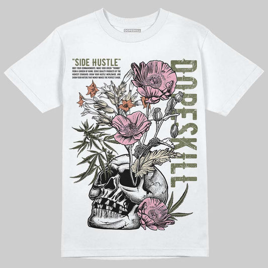SB Dunk Low Pro x Arts-Rec Skateshop Rust Pink and Rough Green DopeSkill T-Shirt Side Hustle Graphic Streetwear - White