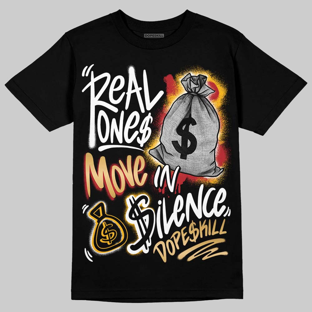 Jordan 12 Retro 'Taxi' 2025 DopeSkill T-Shirt Real Ones Move In Silence Graphic Streetwear - Black